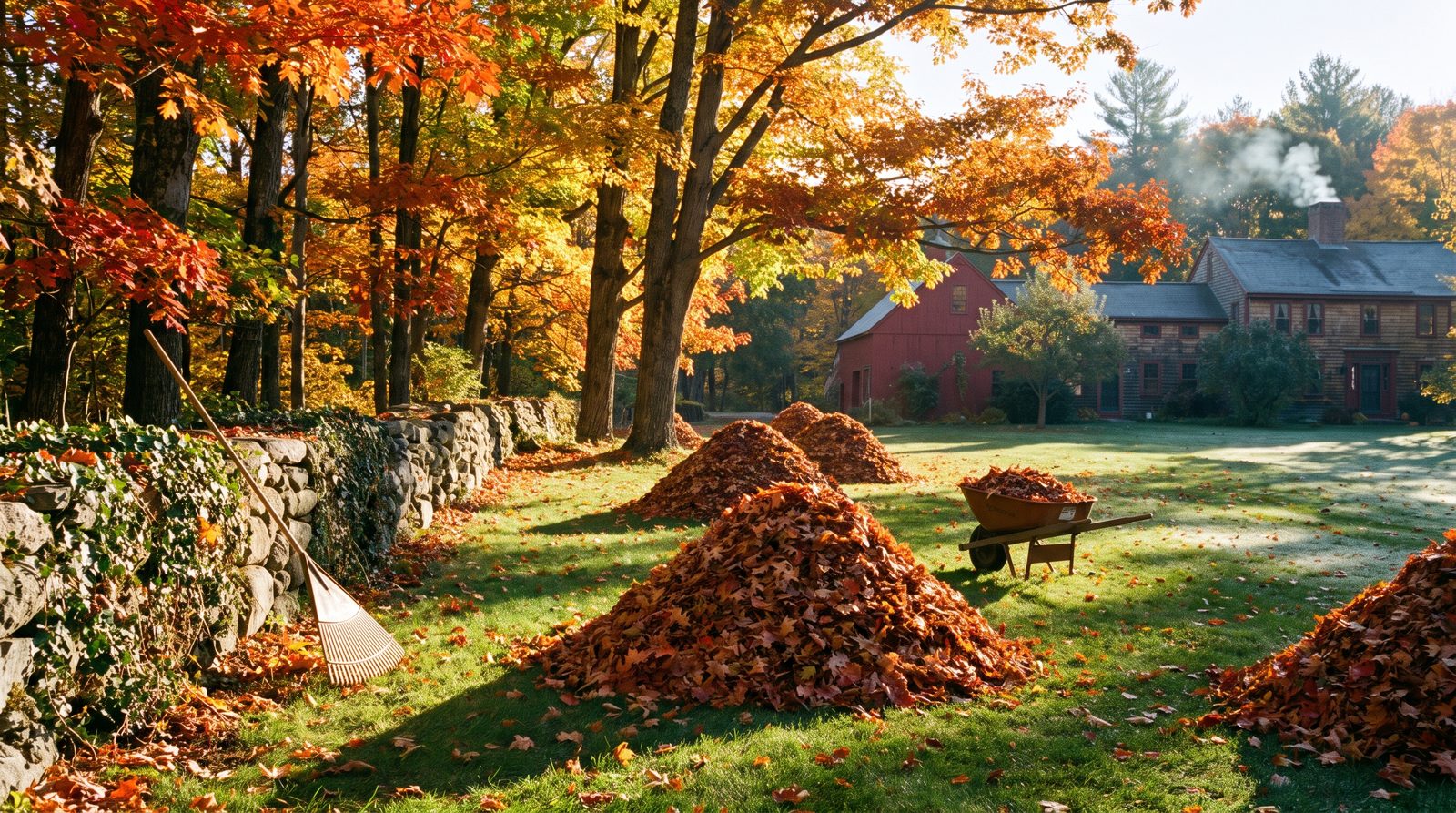 Fall leaf cleanup and end-of-season yard prep in Wolfeboro NH