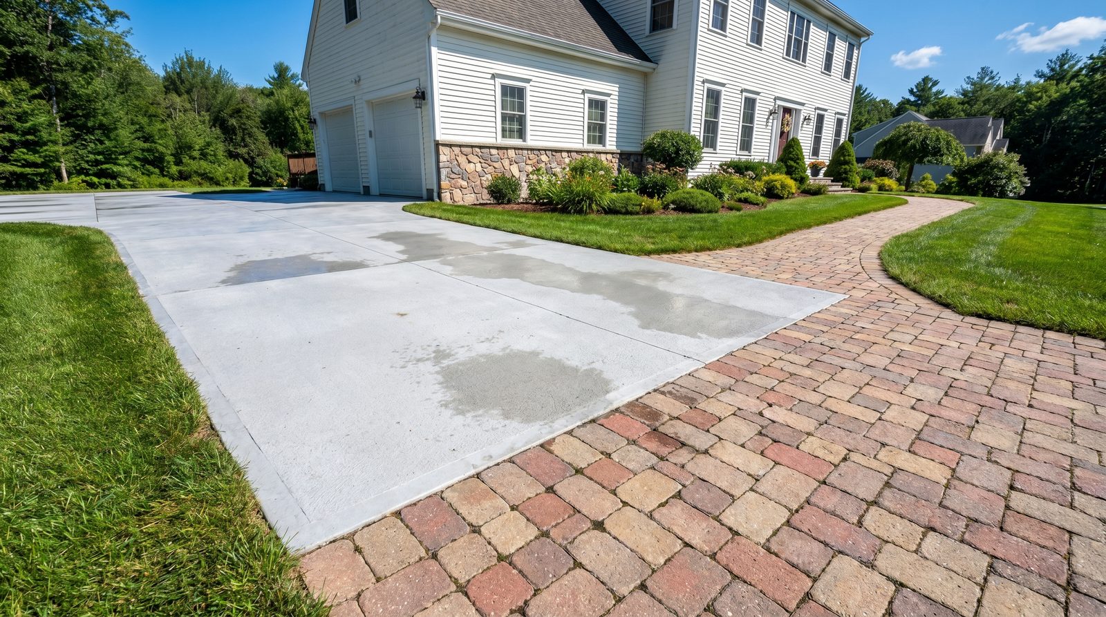 Clean driveway after pressure washing